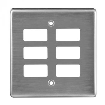 Crabtree 6579/511 Classic 6 Lever Steel Coverplate