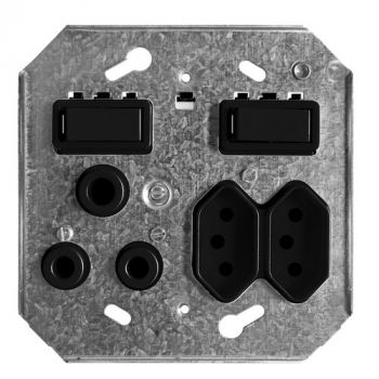 Crabtree 6867/008P 100x100, 4x4, combo socket plus yoke, black