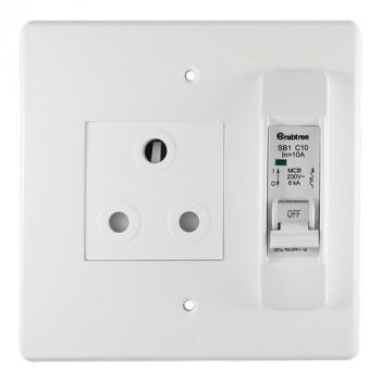 Crabtree 6868/16WC Classic 16A Circuit Breaker Single Socket 164-1 on 4x4 Yoke with white Coverplate