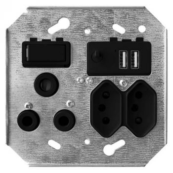 Crabtree 6962/008P 100x100, 4x4, combo socket plus yoke, black