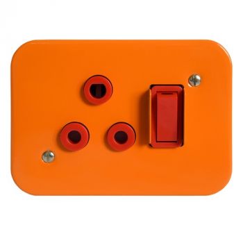 Crabtree 7390D/003OR Classic Industrial Single Dedicated Socket 164-4 Switched Red on Surface Box