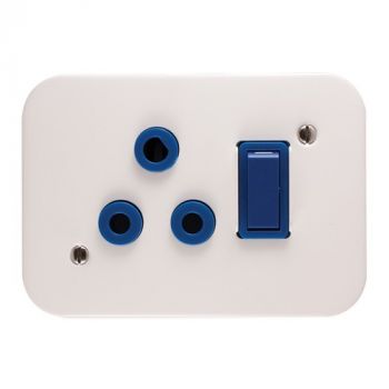 Crabtree 7390D/007 Classic Industrial Single Dedicated Switched Socket 164-4 Blue on 119x83 White Surface Box
