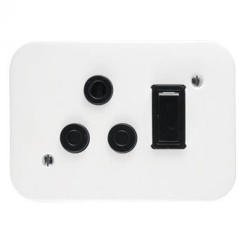 Crabtree 7390D/008 Classic Industrial Single Dedicated Socket 164-4 Switched Black on 119x83 White Surface Box