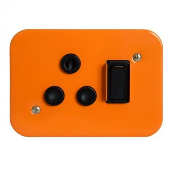 Crabtree 7390D/008OR Classic Industrial Single Dedicated Socket 164-4 Switched Black on 119x83 Orange Surface Box