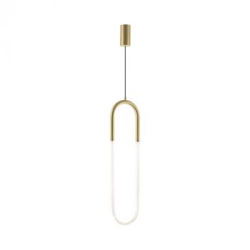 Dark Lighting Ark Pendant Light Brass And Opaque Glass Brushed Gold