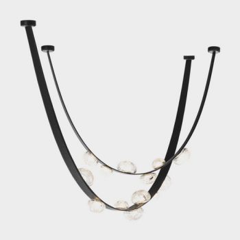 Dark Lighting Droplet Ceiling Light Black Leather And  Clearglass And Smokey Glass Small Black