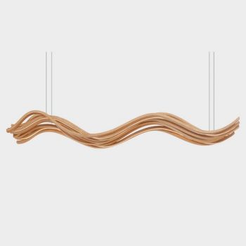 Dark Lighting Flow Pendant Light Laminated Plywood With Oak Veneer Gold