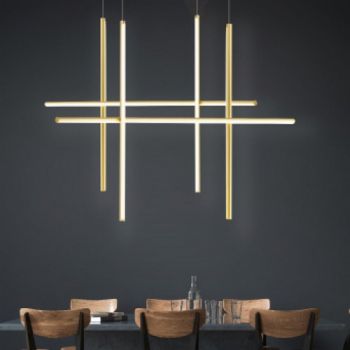 Dark Lighting Grid Pendant Light Steel Brushed Gold