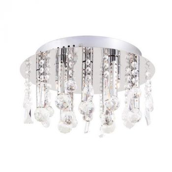 Eurolux C343CH Round Chrome Crystal Ceiling Light - Including 12 X10W G4 12V Chrome