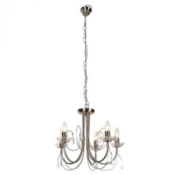 Eurolux CH193SC 5 Lights Chandelier Satin Chrome With Clear Crystals E14 40W Satin Chrome
