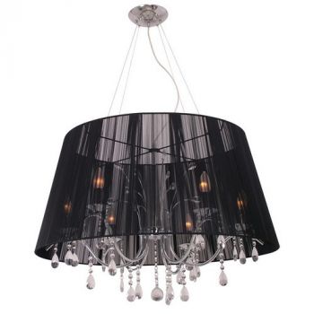 Eurolux CH209 In/Out Crystal Pendant Satin Chrome / Black Sting Shade Chrome
