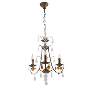Eurolux CH217ABR 3 Light Crystal Chandelier Antique Brown Chain Suspension Ex 3xE14 60W Antique Brown