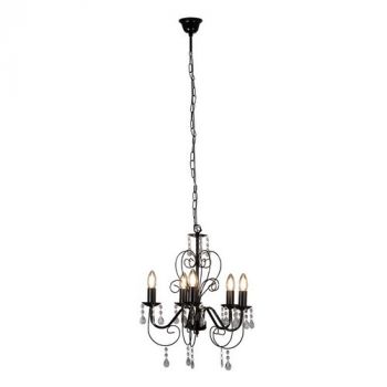 Eurolux CH265BK, CH265CH, CH265W Cleo 5 Arm Chandelier (Multiple Colours/Finishes)