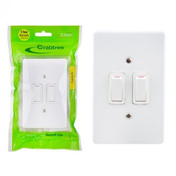 Eurolux CT18011/101P Crabtree Classic 2 Lever 1 Way Switch Cover Plate 50x100mm Bag