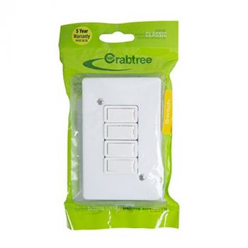 Eurolux CT18013/101P Crabtree Classic 4 Lever 1 Way Switch Cover Plate 50x100mm Bag