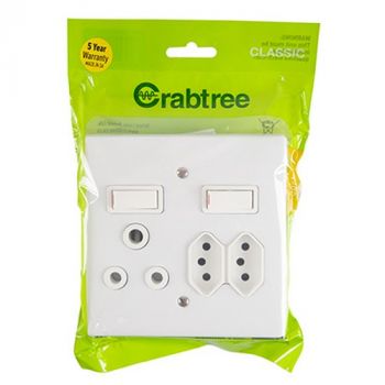 Eurolux CT18017/101 Crabtree Classic Combo Socket Monoblock Cover Plate 100x100mm 16A Bag