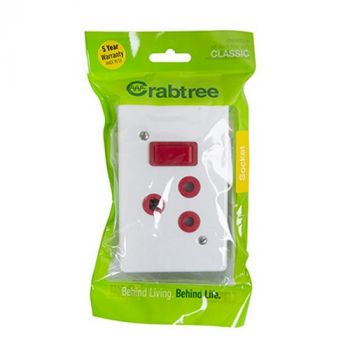 Eurolux CT18077/101 Crabtree Single ded switched socket 4x2 White cover plate