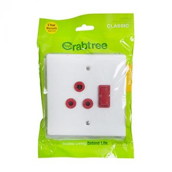Eurolux CT18078/101 Crabtree Single ded switched socket 4x4 White cover plate