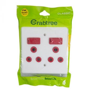 Eurolux CT18079/101 Crabtree Double Dedicated Red Socket with White Cover Plate