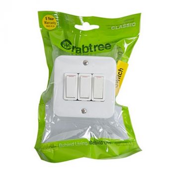 Eurolux CT18082/101P Crabtree Classic Industrial 3 Lever 1 Way Surface Switch Box 75x75mm