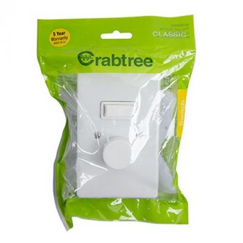 Eurolux CT18090/101P Crabtree Classic 1 Lever 600w Rotary Dimmer on Yoke 2x4 White