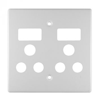 Eurolux CT18414/101 Crabtree Classic Cover Plate Double Socket Switch Steel 4x4 White Bag