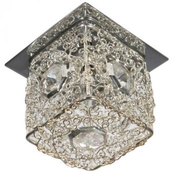 Eurolux D100CH Square Pressed Steel Aluminium Downlight With Crystal Shade Chrome