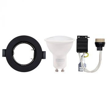 Eurolux D25BDL Downlight with Lamp Holder and LED GU10 5W 6500K Black