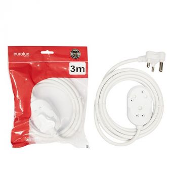 Eurolux EE30 Extension Cord White 1.50Mm 3M Back To Back Janus Coupler