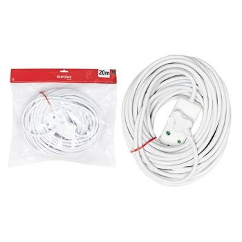 Eurolux EE31 16A Side By Side Coupler Extension Lead (1.5Mm X 3 Cores) White 20M