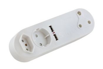 Eurolux EP33 1x Flat + 1x Schuko 16A + 2 USB + 1x 3Pin 16A Adaptor