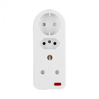 Eurolux EP48L 3 Way Adaptor White With Indicator Light 1 x schuko 1 x 16A 3Pin 1 x 16A ZA White