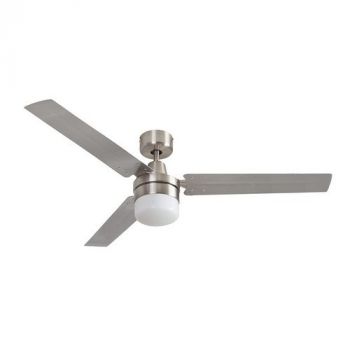 Eurolux F42SC 54' Industrial Fan With 3 Steel Blades, 1 Light Kit Stainless Steel Satin Chrome