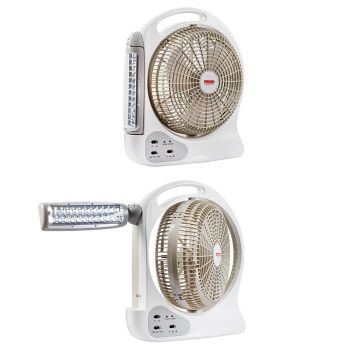 Eurolux F8-L Rechargeable 12 inch Portable Fan and LED Desk Lamp 6V