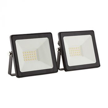 Eurolux FS278 LED 20W Floodlight Black 4000K Twin Pack Black