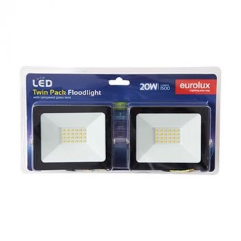 Eurolux FS278BP LED 20W Floodlight 4000K Black Twin Blister