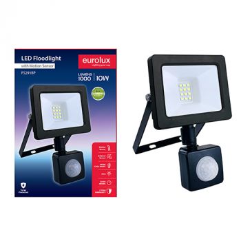 Eurolux FS291BP LED 10W Floodlight Black 4000K with Sensor Box