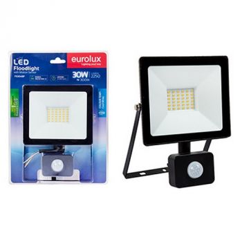 Eurolux FS304BP LED 30w Floodlight Black with Sensor Blister