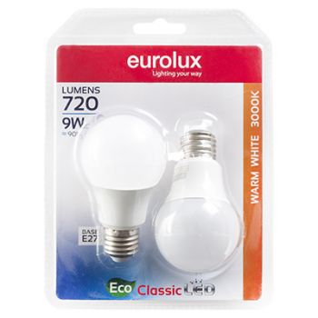 Eurolux G1079ES LED A60 Core E27 9w 3000K (Twin Blister)
