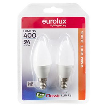 Eurolux G1080ES 5w LED Candle Core E27 3000K WW (Twin Blister)