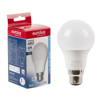 Eurolux G1095BC LED A60 Classic Core B22 6W 4000K Single Box