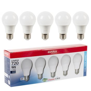 Eurolux G1102ES LED A60 Classic E27 9W 4000K 5 Pack