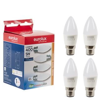 Eurolux G1103BC LED Candle B22 5W 3000K 4 Pack