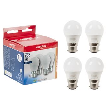 Eurolux G1104BC LED Golfball B22 5W 3000K 4 Pack
