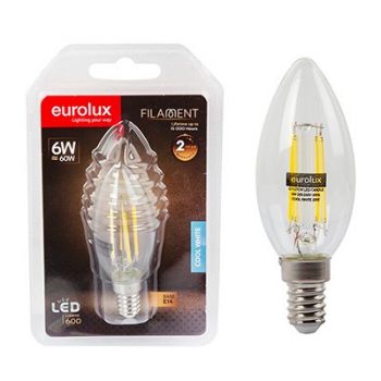 Eurolux G1127CW 6w E14 LED Candle Clear Filament 4000K Blister