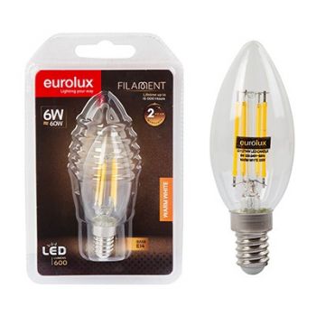Eurolux G1127WW 6w E14 LED Candle Clear Filament 3000K Blister