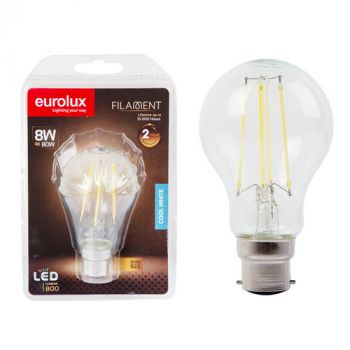 Eurolux G1129BC 8w B22 A60 LED Clear Filament 4000K Blister