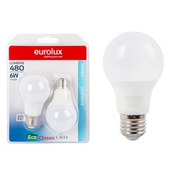 Eurolux G1130ES 6w E27 A60 LED Day Light Eco Lamp 6500K BlisterTwin
