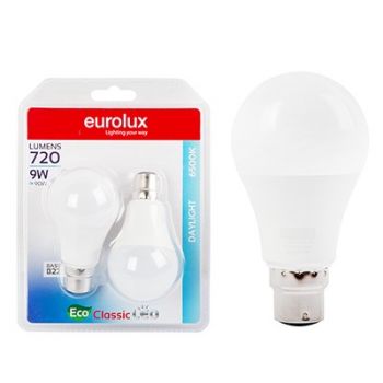Eurolux G1131BC 9w B22 A60 LED Day Light Eco Lamp 6500K Blister Twin