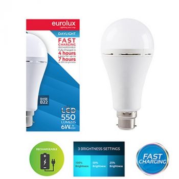 Eurolux G1146 Rechargeable Fast Charging Lamp 6w LED B22 6500K